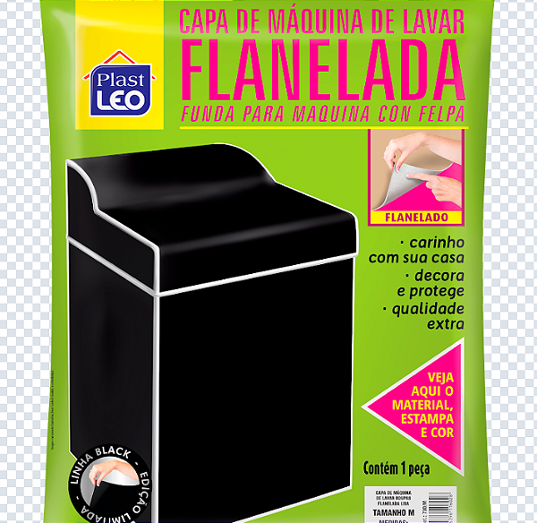 Capa Para Maquina De Lavar Flanelada Lisa Preta Plast Leo