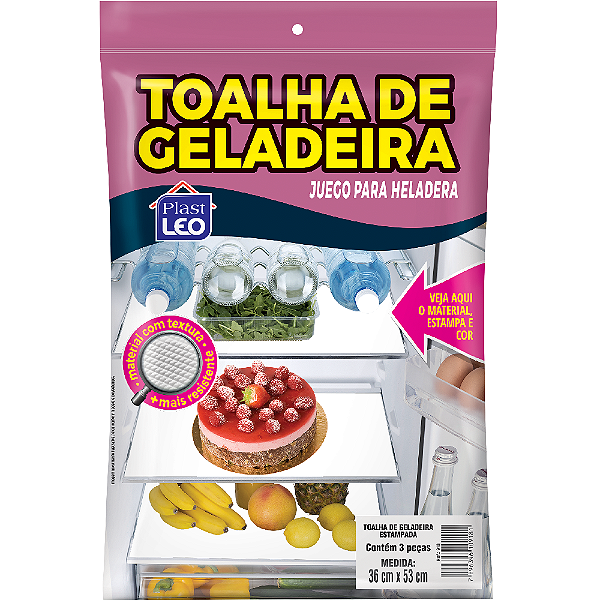 Toalha de Geladeira Polietileno 3 Peças Lisa Plast Leo