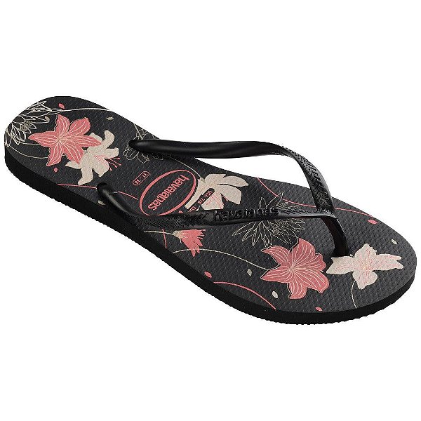 Chinelo Slim Organic 37/38 Preto/Cinza/Rosa Havaianas