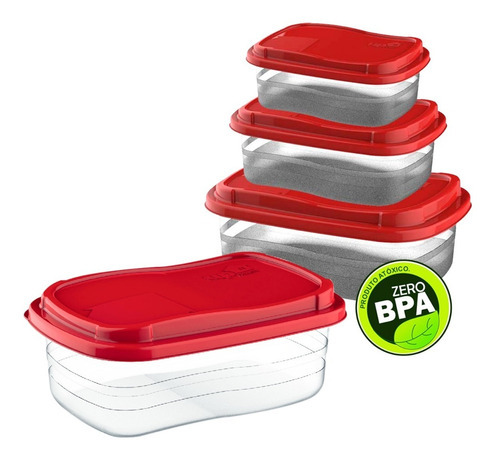 Kit 3 Potes Transparentes Com Tampa Para Freezer Cor Transparente