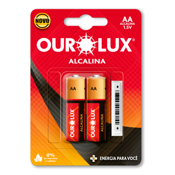 Pilha Alcalina Pequena Blister - Aa 2 Unidades - Ourolux