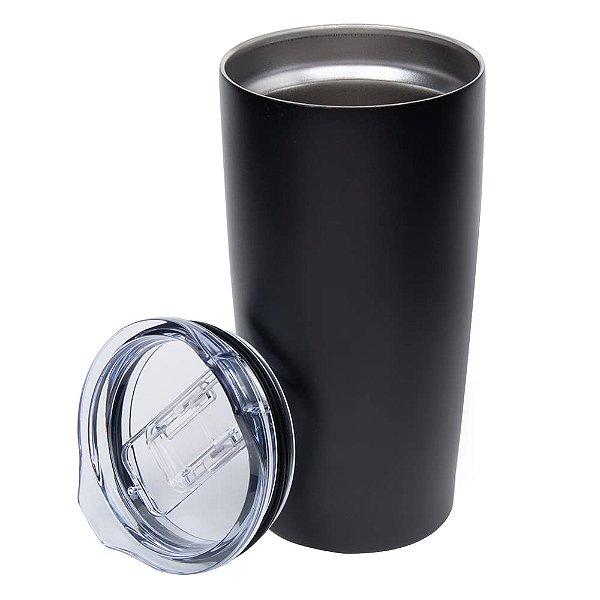 Start Line Copo Inox Térmico Com Tampa 600 Ml Preto ATEF