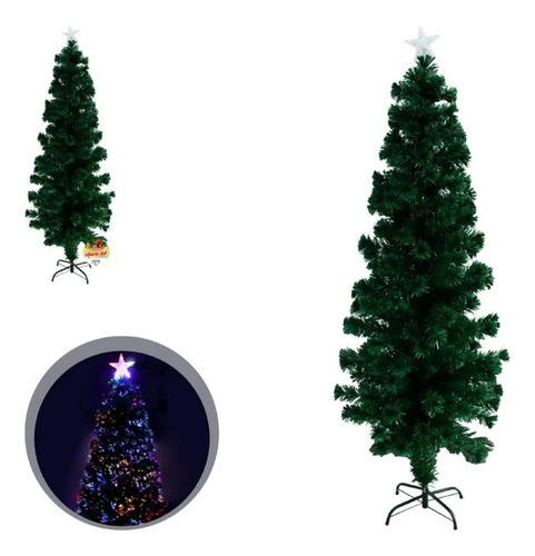 Árvore De Natal Fibra Ótica Led Colorido Com Estrela 1,80m
