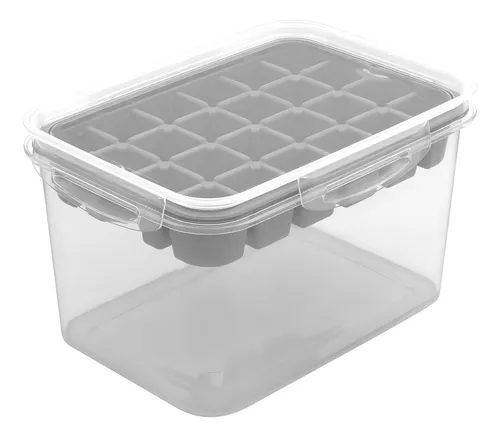 Forma De Gelo Com Pote E Trava 2,8 Litros Cor Cinza Plasutil