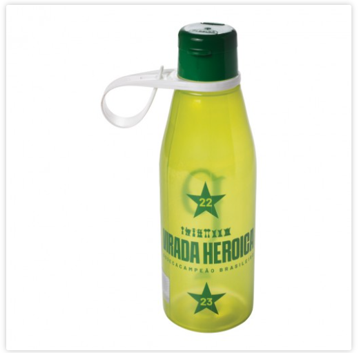 Garrafa de Plástico Com Tampa Abre Facil 530 ml Palmeiras Produto Oficial Licenciado Plasútil