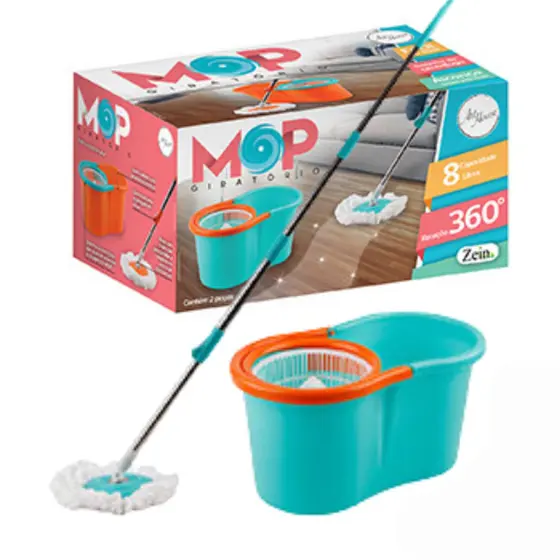 Mop Limpeza Balde Giratorio 360 Esfregão Redondo - Art House