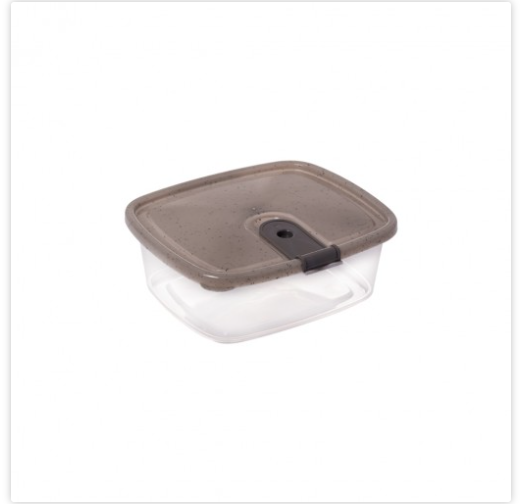 Pote de Plástico Quadrado 750 ml com Tampa Fixa e Trava Trio Cinza Plasútil
