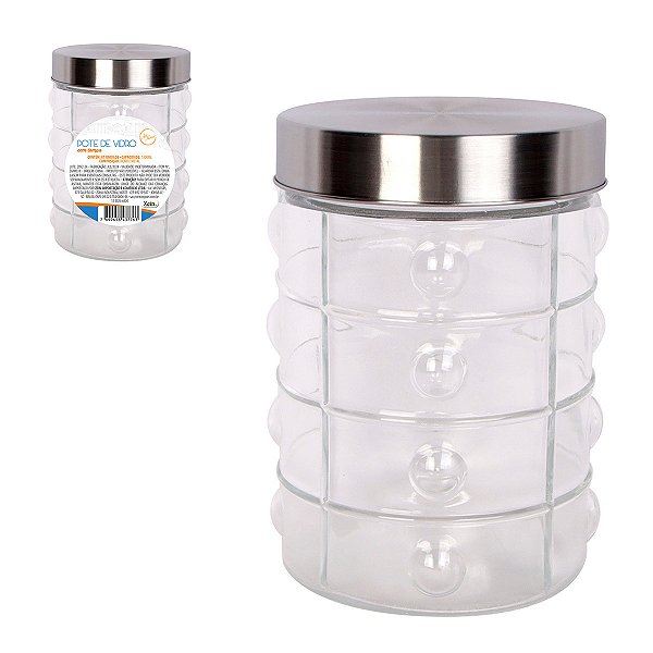 Pote De Vidro 1,3L C/Tpa Inox ATEF
