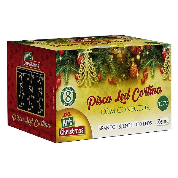 Pisca Cortina 100Led Bco Quente ATEF