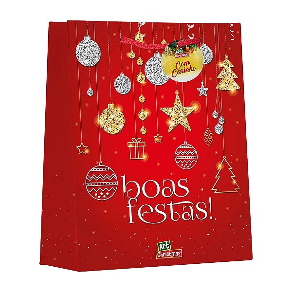 Sacola De Natal Com Glitter ATEF
