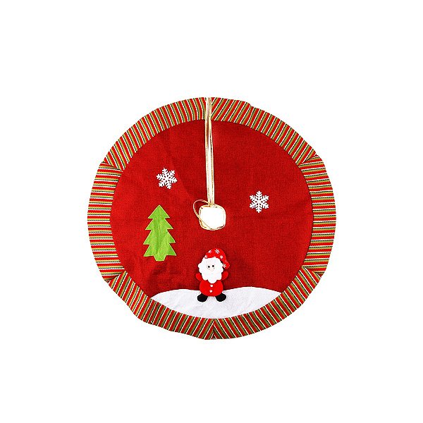 Saia Para Árvore De Natal Temática Vermelha Papai Noel 90cm ATEF
