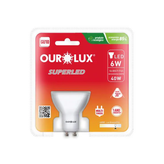 Lâmpada Led GU10 6w 6500k Ourolux