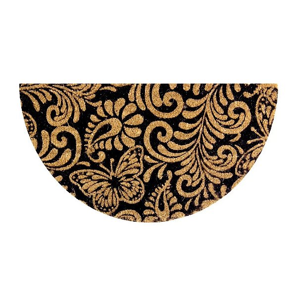 Capacho Fibra De Coco Ml 60 x 33cm Arabesco Preto Uzzo