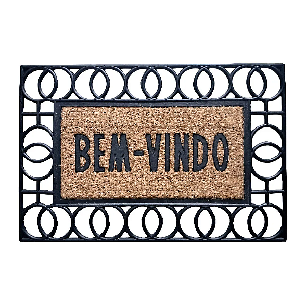 Capacho De Porta Borracha Frame Circulos 75X45cm Uzoo