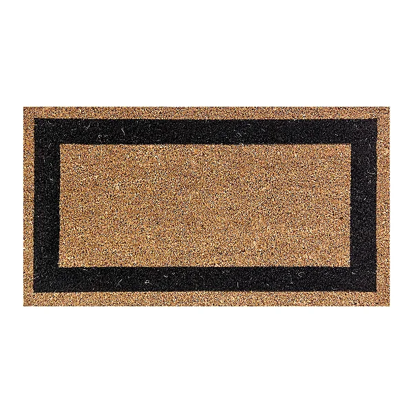 Capacho De Porta Fibra De Coco Borda Preta 60X33cm Uzoo