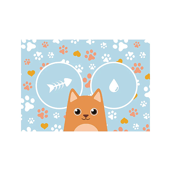 Tapete Pet Comedouro Pvc Gato Azul 35X50cm Uzoo