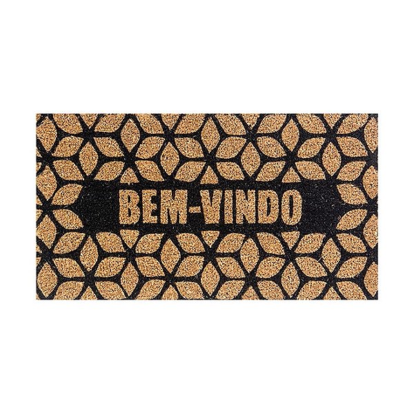 Capacho Fibra de Coco RT 60 x 33 cm Geométrico Preto Uzzo