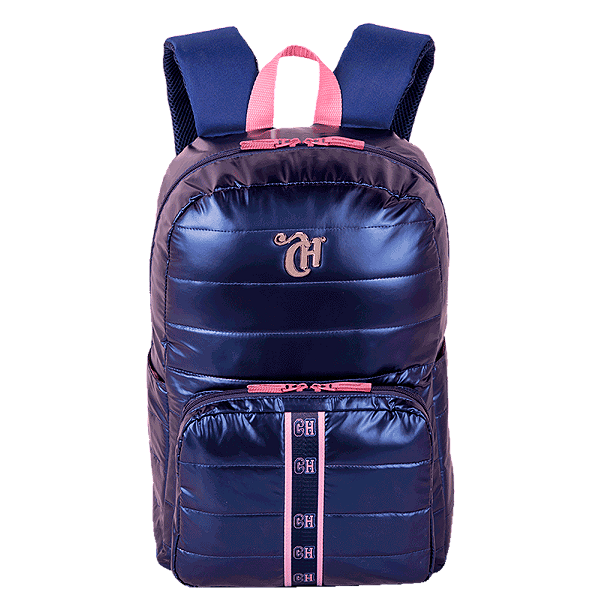 Mochila Grande Capricho Puffer Azul Metálico Sestini