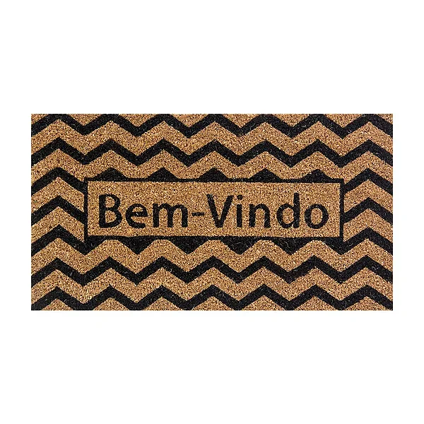 Capacho De Porta Fibra De Coco Zig Zag 60X33cm Uzoo