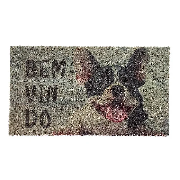 Capacho De Porta Fibra De Coco Pug 60X33cm Uzoo