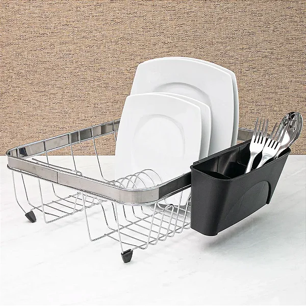 Escorredor de Louça 12 Pratos Prata / Preto Arthi