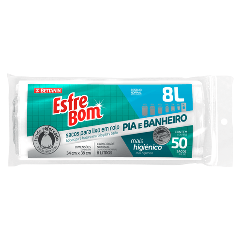 Saco de Lixo para Pia e Banheiro 8L EsfreBom Bettanin