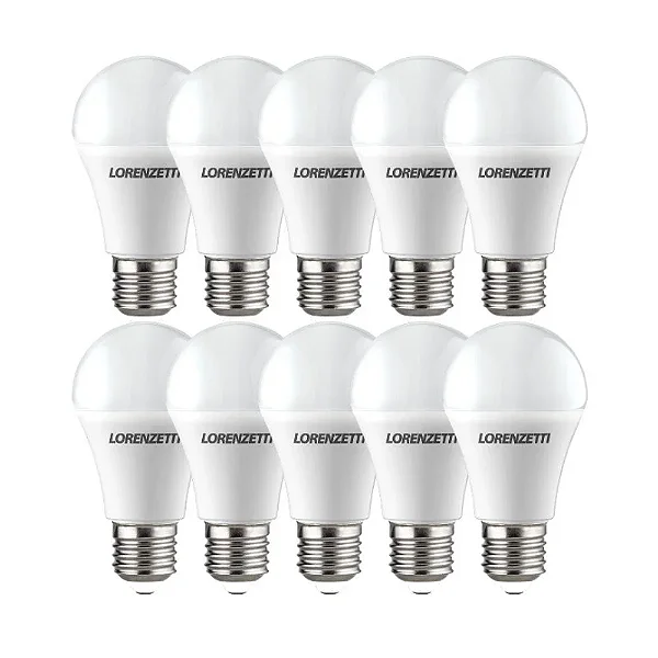Kit 10 Peças Lâmpada Led Bulbo 9w Branca Bivolt Base E27 Lorenzetti