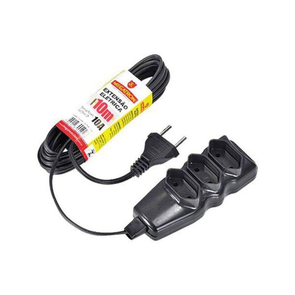 Extensão Paralelo 2x0,75x10,0m Ate 220v 2 Pinos Preto Saco Megatron