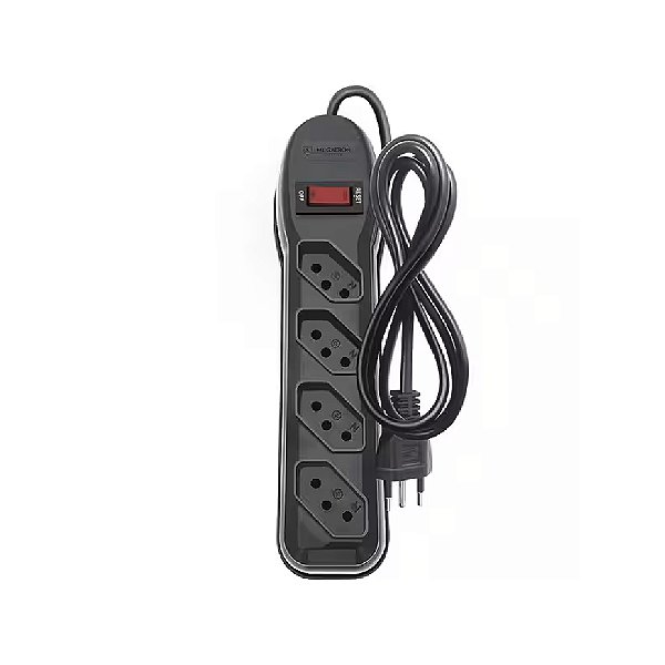 Filtro de linha 4 tomadas, Bivolt, 1 metro, Preto, 61, Megatron