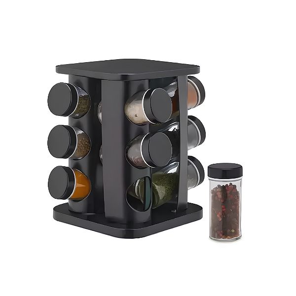 Porta Temperos Giratório 12 Pçs Original Glass