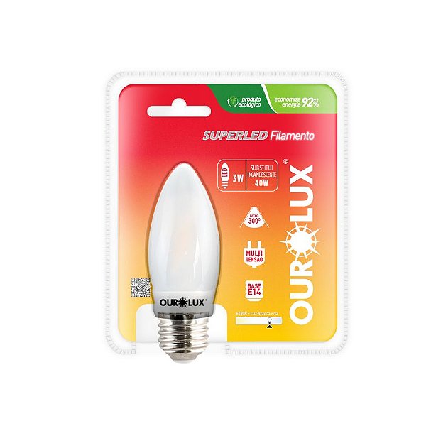 Superled Vela Filamento Fosca E27 3W BIV 6000K Ourolux
