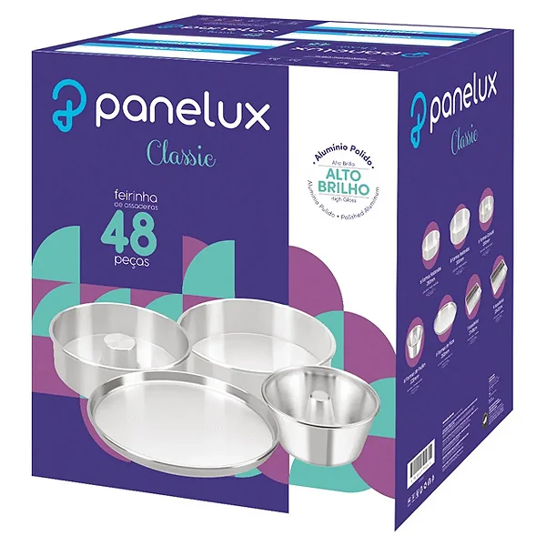 Feirinha Assadeiras de Aluminio 48 Pcs Polida Magnific Panelux