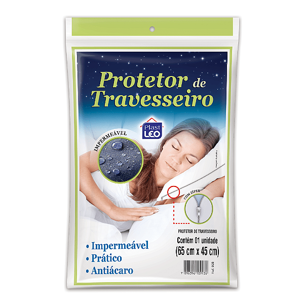 Capa Protetor de Travesseiro com Zíper Impermeável Plast Leo