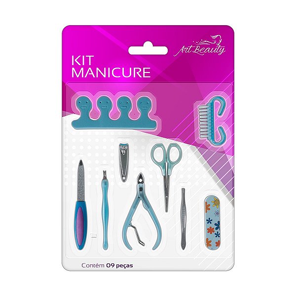 Kit Manicure 9pcs Na Cartela Art Beauty