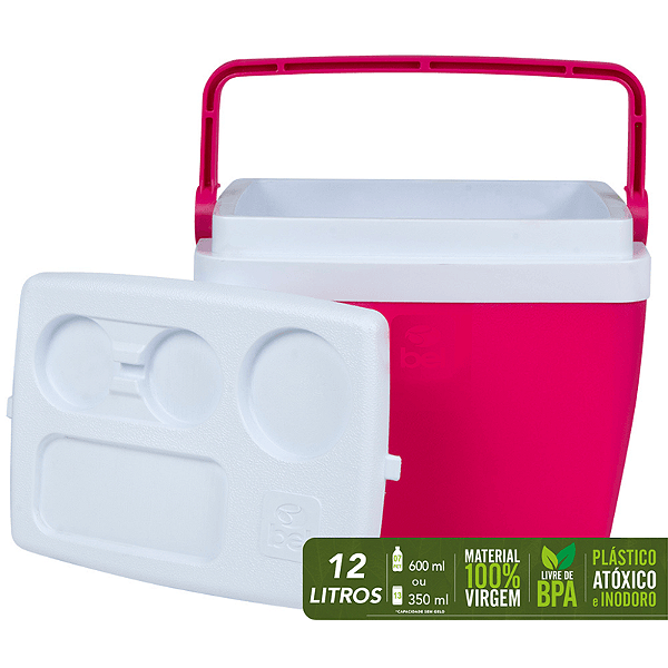 Caixa Térmica 12 Litros Rosa e Branco - Bel