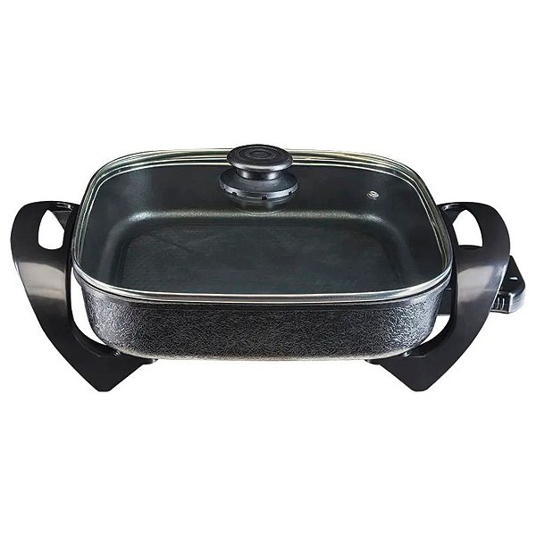 Panela Elétrica Mangiare Quadrada 1500W 30cm APEQ01I-02 Preta 220V- Agratto