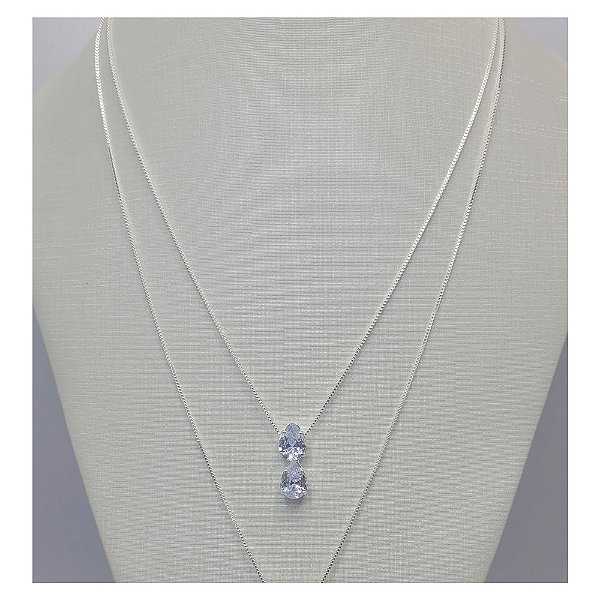 Colar gotas cintilantes folheado a prata