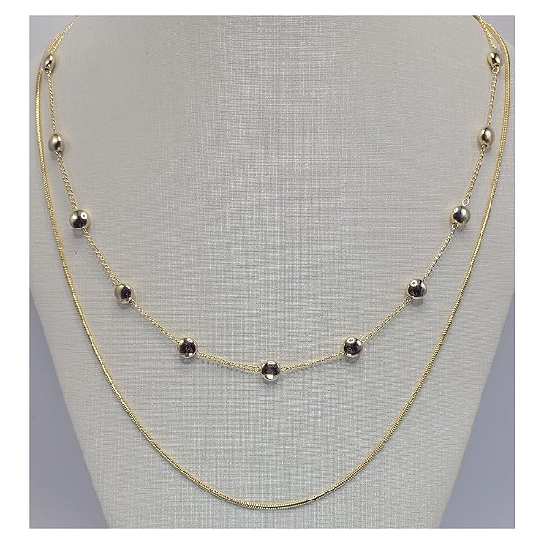 Colar elegância com esferas douradas