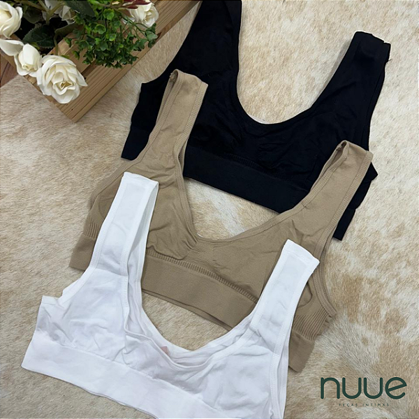 Kit 3pç - Top sem costura, sem bojo com alça larga