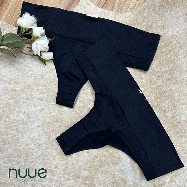 Kit 2pç - Calcinha fio dental com cós largo sem costura