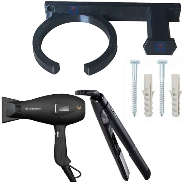suporte de parede p/ secador e chapinha + parafusos