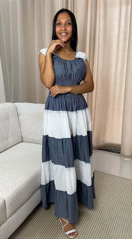 Vestido Tipo Jeans com Lezi Boho Chic