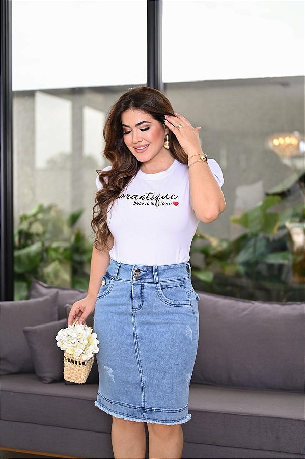 Saia Jeans Azul Claro