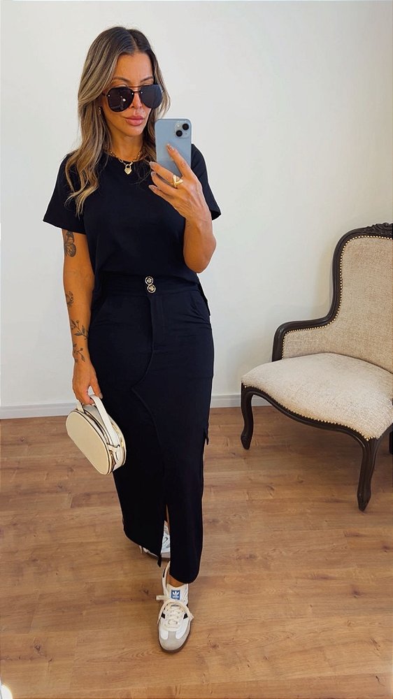 Conjunto Rianna em Moletinho Preto