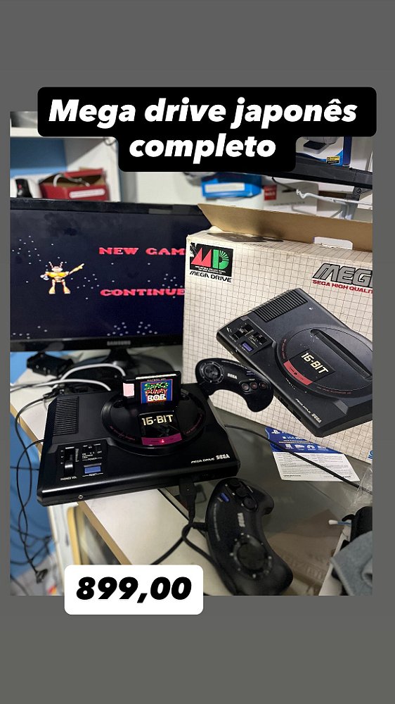 Mega drive japonês na caixa
