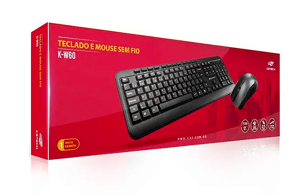 Teclado e Mouse sem Fio C3Tech K-W60BK