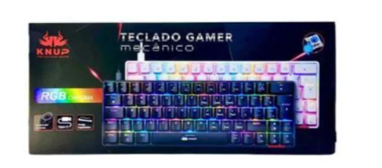 Teclado Knup Gamer, Mecânico, USB, Iluminação Programável RGB