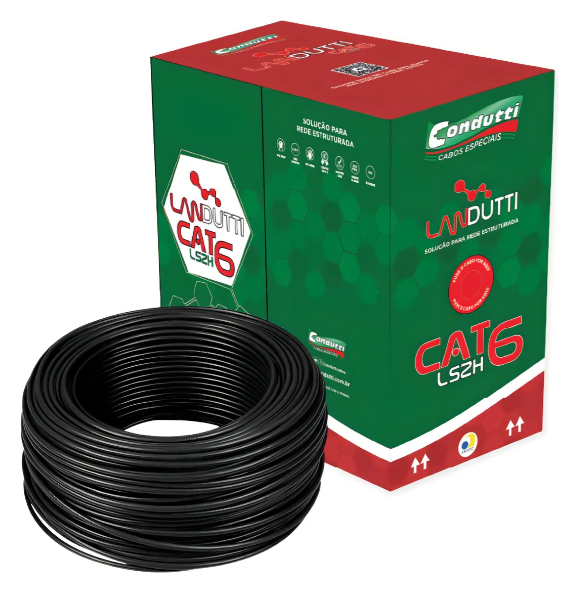 Cabo de Rede Condutti Landutti Cat6 Gigabit LSZH Preto – 305 m