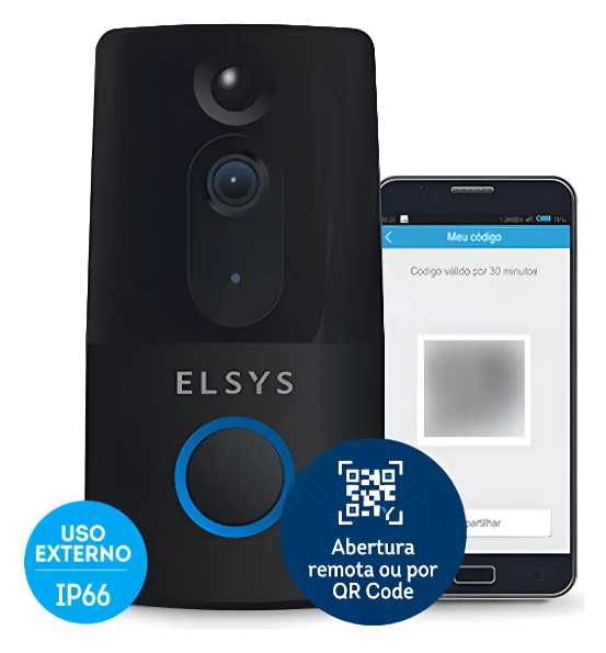Vídeo Porteiro Wi-Fi Elsys ESL-VPW1 Full HD com Visualização por Celular