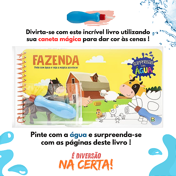 Livro Surpresas Com Água–Fazenda -Pintando com Água - Aquabook
